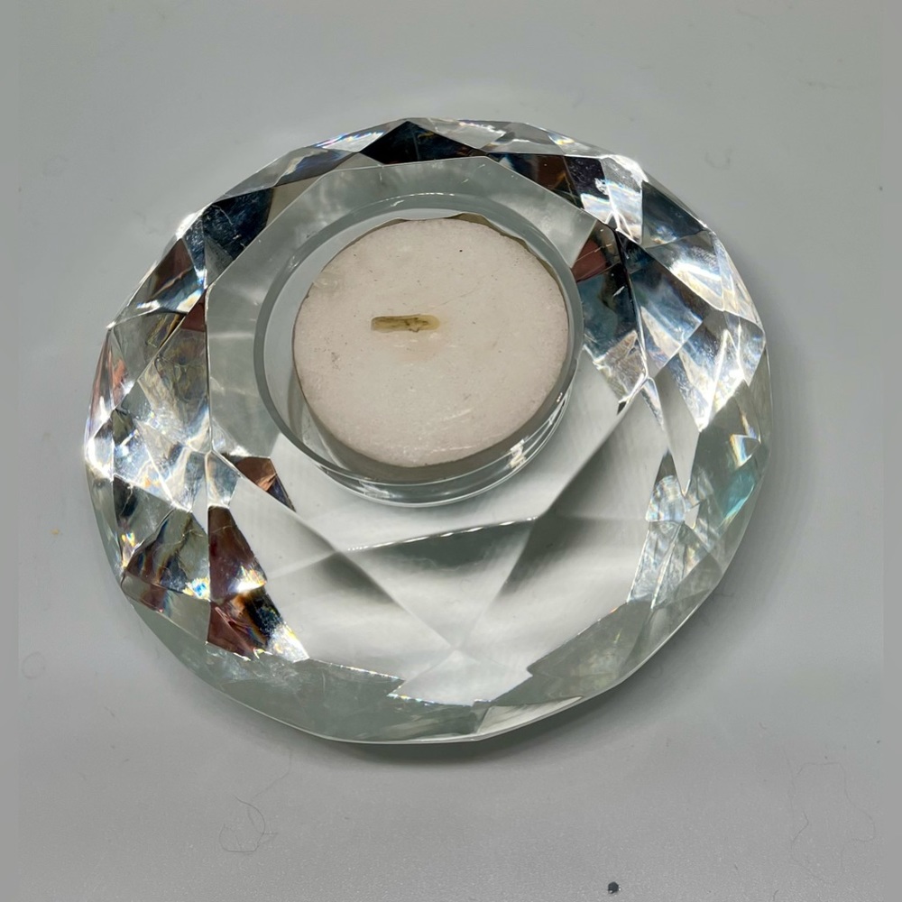 Crystal Votive Candle Holder - Brilliant Cut & Shine- 2” H x 4” W